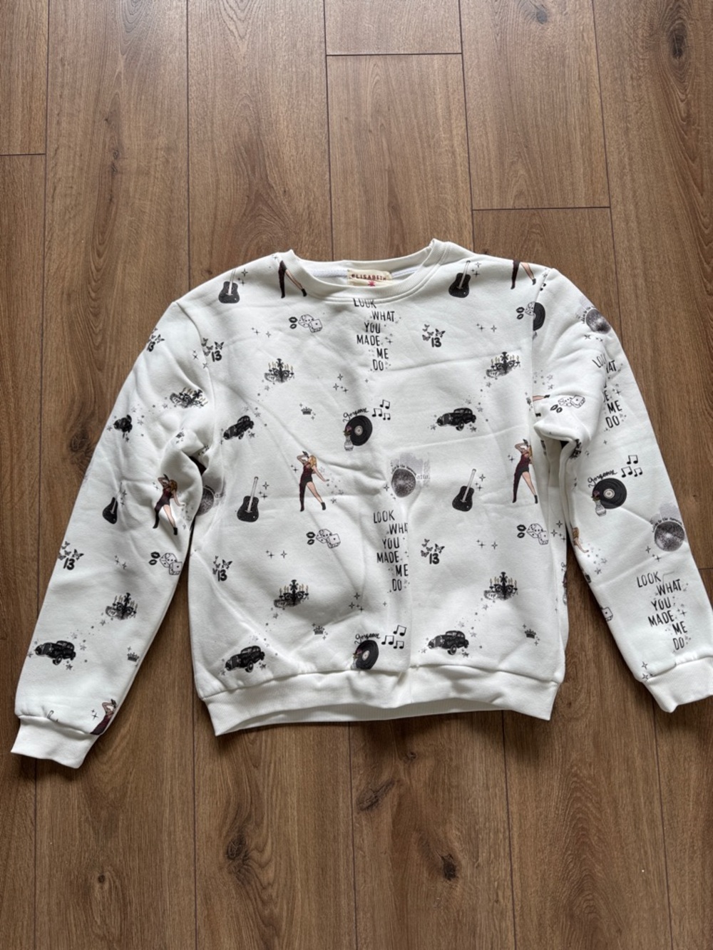 Adult size S reputation Cream Graphic Music-Themed Sweatshirt